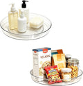 2 Pack Lazy Susan Turntable Organizer Pantry Cabinet 10.6" | Pantry Organization and Storage Spice Rack Fridge Rotating Condiment Tray Spinner for Kitchen Bathroom Makeup Cosmetic Clear