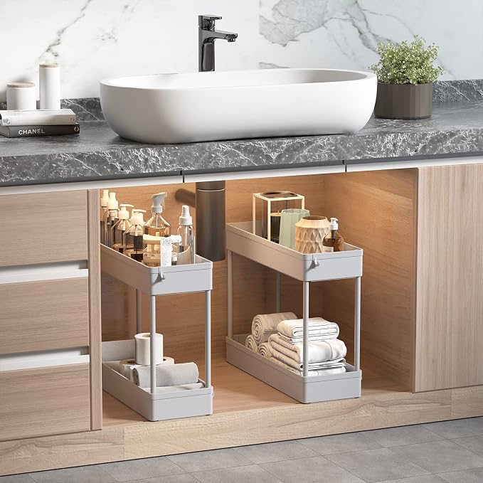 SOLEJAZZ Slim Rolling Storage Cart Skinny Bathroom Organizer, 4 Tier, Gray | Thin utility cart with wheels for bathroom, laundry room, bedside, kitchen, dorm, office, next to fridge, small narrow places