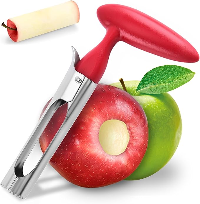 Bestac Apple Corer - Stainless Steel Sharp & Safe Easy to Remove Cores for Apples/Pears Clean & Efficient Ideal for Home Kitchen & Baking (Red)
