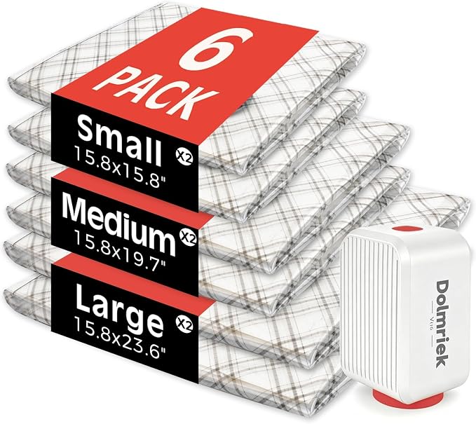 6pcs Vacuum Seal Bags for Clothing Travel, Cordless Pump, Carry-on Size Compression Packing Bags, 4000Pa Suction & 2400mAh Battery, Vacuum Storage Bags for Clothes, Luggage, Suitcase, Space Saver