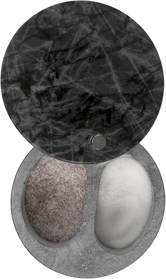 Fox Run Black Marble Double Salt Cellar Black 4” x 4” x 2.5”