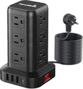 Extension Cord with Multiple Outlets, SMALLRT Surge Protector Tower, 15 FT Power Strip with USB Ports, 12 AC Outlets, Outlet Extender for Home Dorm Room Essentials, Office Supplies,Overload Protection