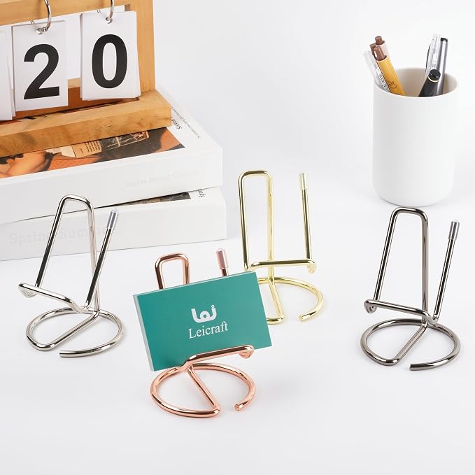 Business Card Holder for Desk, Cute Metal Card Organizers and Office Desk Accessories for Men and Women (Vertical Black)