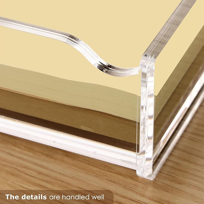 SANRUI Acrylic Sticky Note Holder with Pen Slot Clear Memo Pad Dispenser for 3x3 Inch Notes, All-in-One Desk Accessories for Home Office & School Supplies