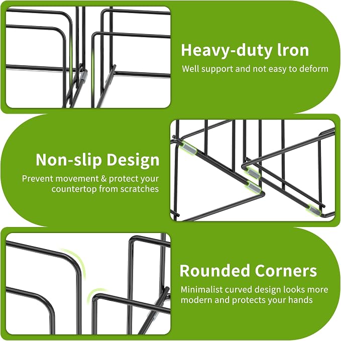 Pan and Pot Organizer Rack, Cutting Board Organizer for Cookie Sheet,Frying Pan inside Cabinet,Baking Pan, Tray Organizer for Kitchen Storage - Total 5 Compartments(2 Pcs)