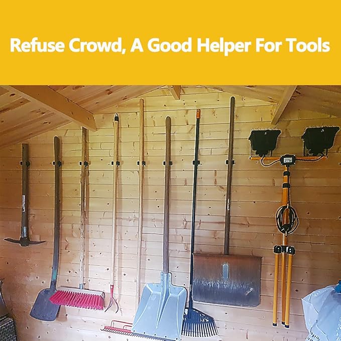 Verdenu 15 Pack Broom Holder Wall Mount, Stainless Steel Mop and Broom Holder with Screws, Garden Tool Storage Organizer for Kitchen, Home, Bathroom, Garage, Black