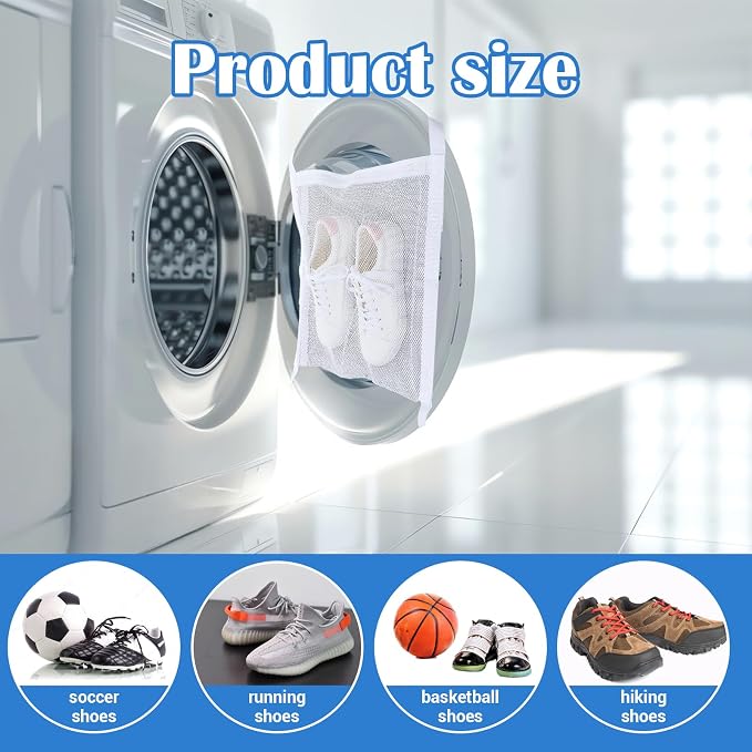 2pcs Shoe Dryer Bag Sneaker Shoes Laundry Bags 16.14 x 16.14 Inch Dry Net Bag for Dryers Sneakers Large with Zipper and Strap for Shoes Sneaker Mesh for Washing Machine