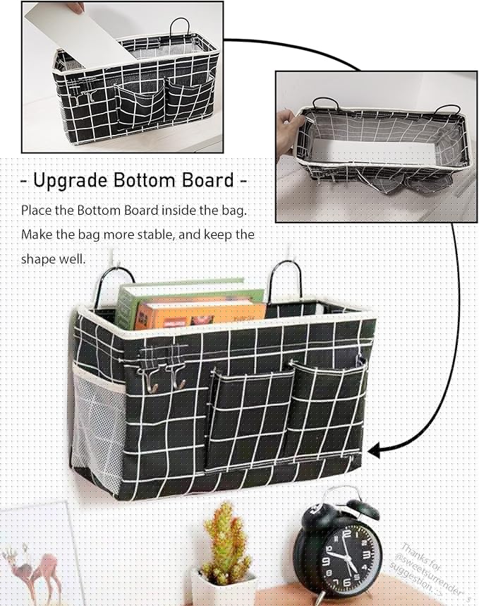 Kanrichu 3pcs Large Wall Hanging Organizer Bag, Linen Fabric Door Hanging Storage Baskets with Pockets, Waterproof Bin for Kitchen, Bedroom, Office, RV Camper (Triangle)