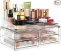 ZHIAI stackable storage drawer, transparent cosmetics storage box, cosmetics and beauty products storage organizer, suitable for makeup room, bathroom, storage room, home
