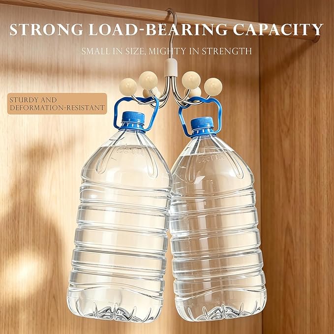 360° Swivel Hoodie Hangers with 6 Cedar Balls, Closet Organiser for Bras, Scarves, Belts, Purses & Accessories Storage-Apricot (1 Pack)