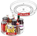 Optish 2 Pack Lazy Susan Organizer, 9.5" 10.7" Lazy Susan Turntable for Cabinet, Spice Organization for Cabinet, Refrigerator, Pantry, Closet, Countertop, Non-Skid Turntable Organizer, Clear
