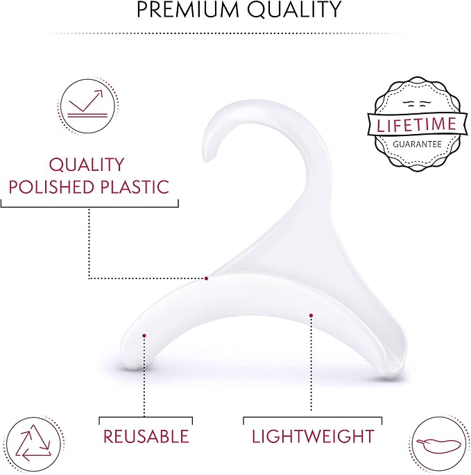 Bag-a-Vie Purse Hanger for Closet - Handbag Organizer Hooks for Hanging Bags & Purses, Protecting Bag Shape & Organizing Space (1 Hanger, White Plastic)