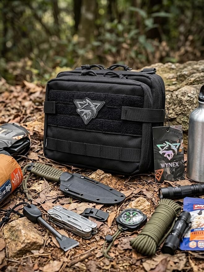 WYNEX Tactical Large Admin Molle Pouch of Double Layer Design EDC Organizer | Molle EDC EMT Utility Pouches with Map Sleeve Modular Tool Bag Large Capacity Flag Patch Included