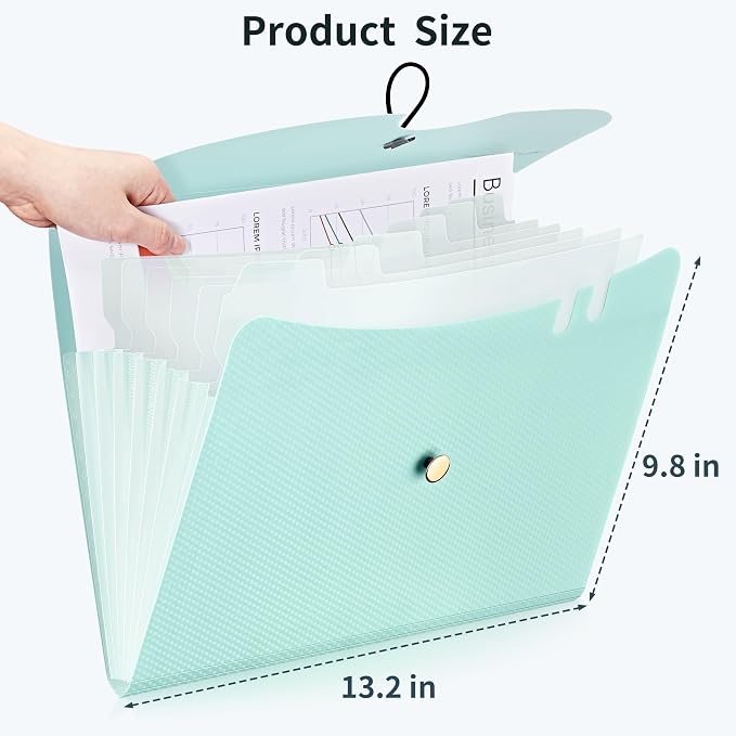 JARLINK 7 Pockets Expanding File Folder, A4 Accordion folders, Blue | Accordion File Folders with 12 Labels, Portable Document Organizer for Home, College, School, and Office Supplies
