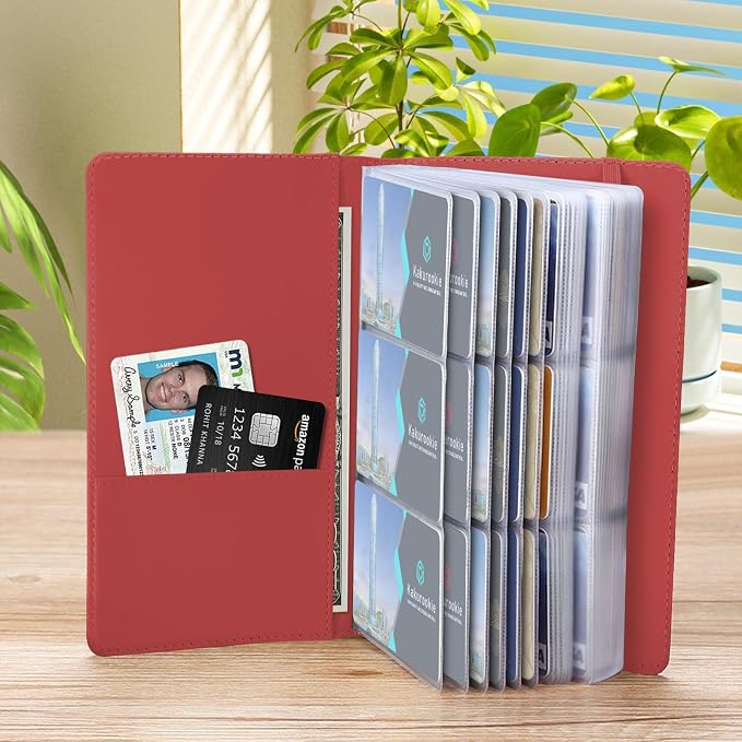 Floral Business Card Book Holder Organizer for Women, 240 Card Capacity, Stylish Name Card and Credit Card Holder for Professionals (Heart)
