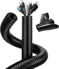 Wire Loom 5/8 inch 10ft, Split Loom, Outdoor Cord Protector | Flexible Wire Conduit Automotive, Wire Protector Tubing, Black