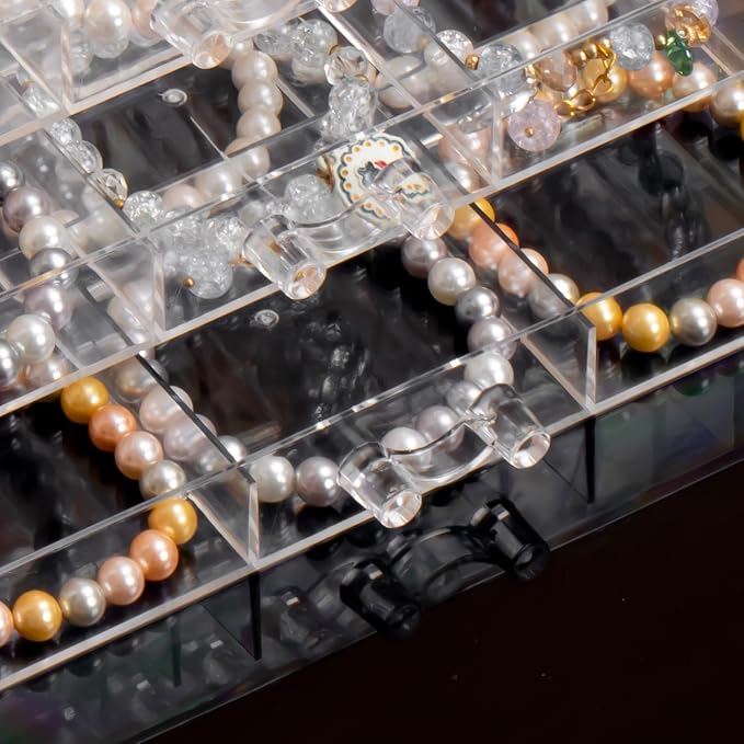 SPAKOWN Earring Organizer, Acrylic Earring Box Large 18 Compartments Jewelry Holder Organizer with 3 Drawers Stackable Earring Bracelet Storage Case Jewelry Boxes for Women (Clear)