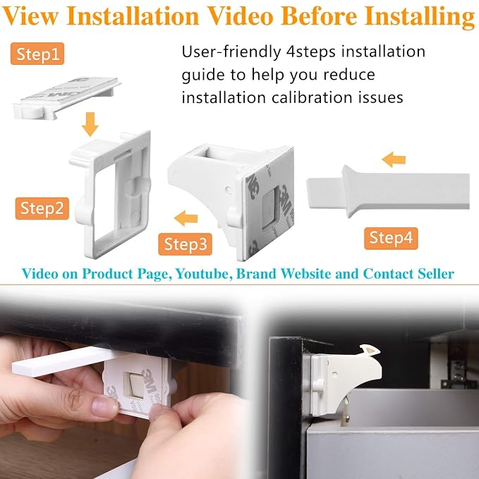 Vmaisi Adhesive Magnetic Locks for Cabinets & Drawers (40 Locks and 4 Keys) | Keeps dangerous things away from kids