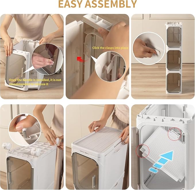 2-Tier Slim Narrow Bathroom Storage Cabinet, Cream White | Tool Free Assembly, Adjustable Shelves, Fits for Narrow Spaces, Reinforced Stability, Magnetic Clear Door