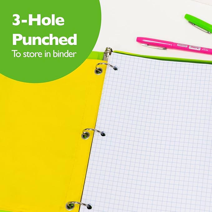 BAZIC Products Filler Paper Loose Leaf Papers 100 Sheet, 4-1" Quad Ruled, 3 Hole Punched for Ring Binders, Graph Drafting for Office School Student, 6-Pack