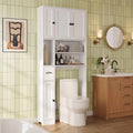 Ahomly Over The Toilet Storage Cabinet, with Five Doors, White | Over Toilet Bathroom Organizer with Adjustable Shelves, Above Toilet Storage Cabinet for Bathroom, Restroom, Laundry