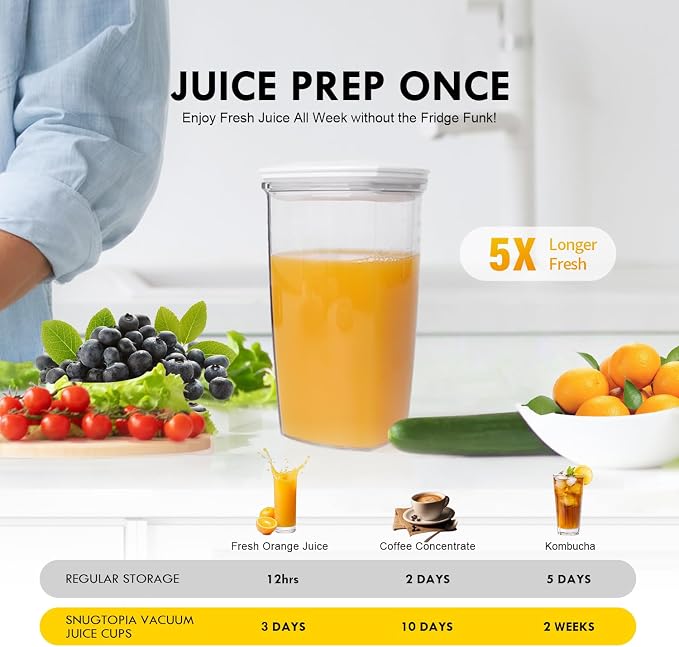 Vacuum Seal Juice Cups, Portable Leak Proof Drinking Storage Containers for Juice, Milk, Boba, Smoothie, Tea, Kombucha, 750ml (750mlx3)