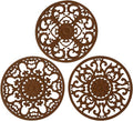 Extra Thick Silicone Trivet Mat for Hot Dishes, Hot Pots and Pans, Pot Holder, Hot Pad to Portect Your Table and Countertop, Kitchen Decor and Accessories,Chocolate Brown,Set of 3