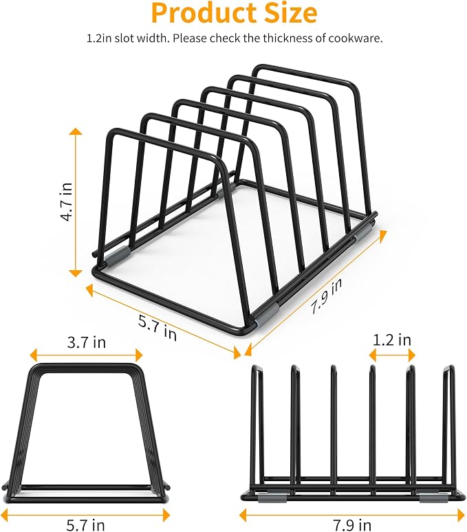 Cutting Board Organizer Kitchen Organizer Rack for Cutting Board, Bakeware, and Cookie Sheet, 5-Slot Heavy-Duty Steel Cookware Holder,Rust-Resistant with Anti-Slip Feet (2, Small)
