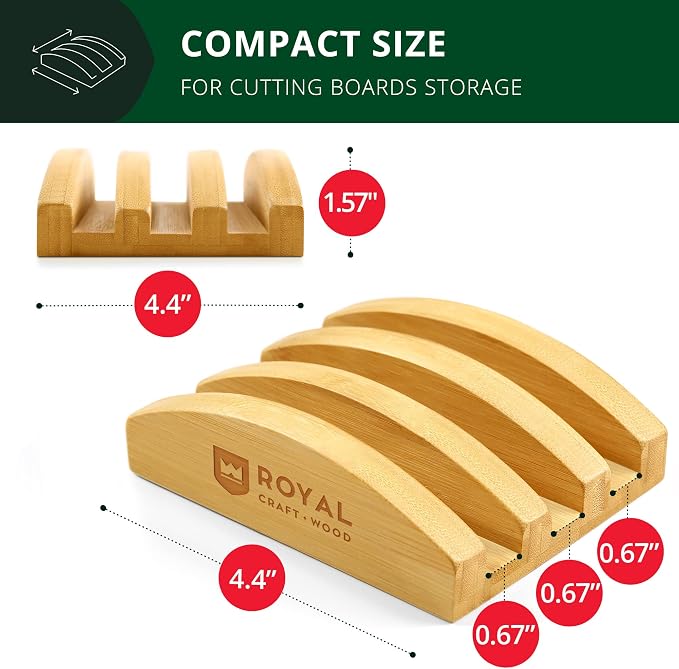 ROYAL CRAFT WOOD Bamboo Cutting Board Set with Juice Groove (3 Pieces) and Cutting Board Organizer