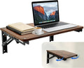 Folding Wall Desk for Small Space, 21.7Inches Wooden Floating Table | Foldable Shelf Wall Mounted for Office Living Room Bedroom, Media Projector Shelves with 2 Heavy-Duty Brackets Holds Up 80lbs