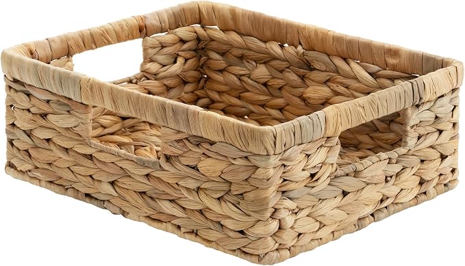 StorageWorks Pantry Baskets, Wicker Storage Baskets for Organizing, Shelves, Pantry Organizers and Storage, Water Hyacinth, 13" L x 10¼"W x 4 ¾"H