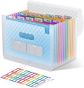 ThinkTex Accordion File Organizer, 12 - Pocket Expanding File Folders for Paper Receipts, Bills & Taxes Organizer, Letter/A4 Size Document Holder for School, Office, Home with Colorful tabs- Blue