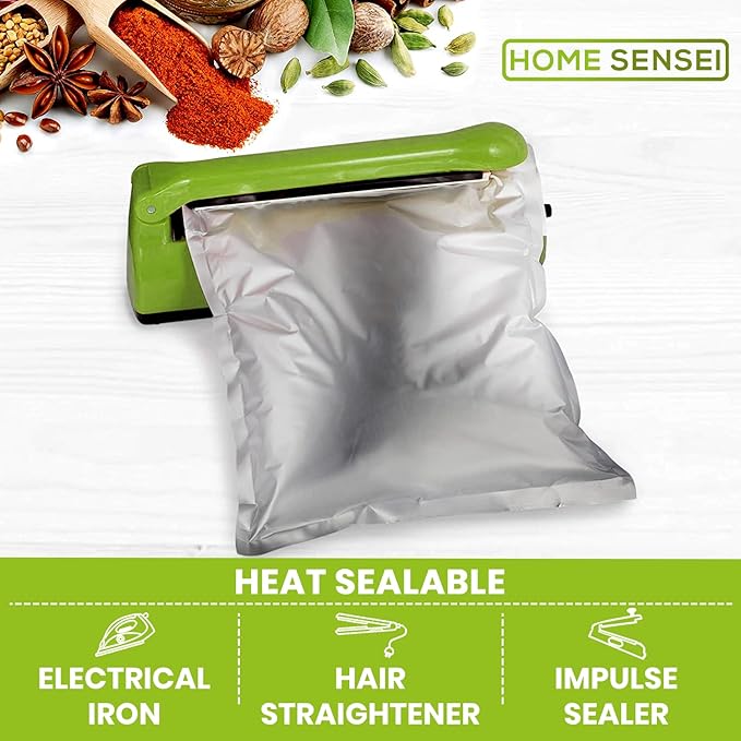 60pcs 1 Quart Mylar Bags for Food Storage - ExtraThick 10 Mil - Smell Proof Mylar 1 Quart - Stand-Up Zipper Pouches 7" x 10" - Small Bags for Food Storage - Heat Sealable