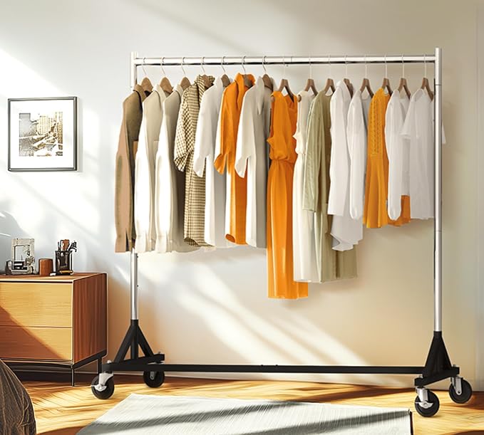 HOKEEPER Z Rack for Clothes Heavy Duty Clothing Rack Hold 500 LBS Commercial Garment Rack with Wheels Rolling Portable Clothes Rack for Bedroom, Laundry Room, Balcony 24" D x 63" W x 71" H, 2 Packs