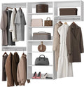 ROOMTEC Modular Closet System, 90" Wall-Mounted Closet Organizer with Hanging Rods, Modern Wooden Tower for Walk-In Closets, Wardrobe Storage Kit, White