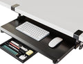 Fenge Keyboard Tray Under Desk, Pull Out Keyboard & Mouse Tray with C Clamp Mount, Sliding Keyboard Holder for Desk, 25.6 x 11.8 inch Large Slide-Out Platform Computer Drawer for Typing