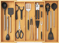 Lifewit Utensil Organizer for Kitchen Drawer, Expandable Cooking Utensil Tray, Cutlery Silverware Flatware Holder, Wood Adjustable Spatula Tools Storage Divider, 15.6-28 x 18.5, Natural