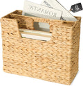 CHI AN HOME Wicker Magazine Basket, Handwoven Water Hyacinth Storage Bin & Organizer for Files, Books, Newspapers, Documents, Decorative Storage Bin with Handle for Office, Living Room, Dorm, Bathroom