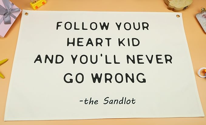 Classroom Wall Flag Decor-Teacher Gift-Inspirational Back to School Wall Banner Decor-Follow Your Heart Kid-Hanging Rectangular Canvas Banner for Classroom Teacher Office Reading Corner