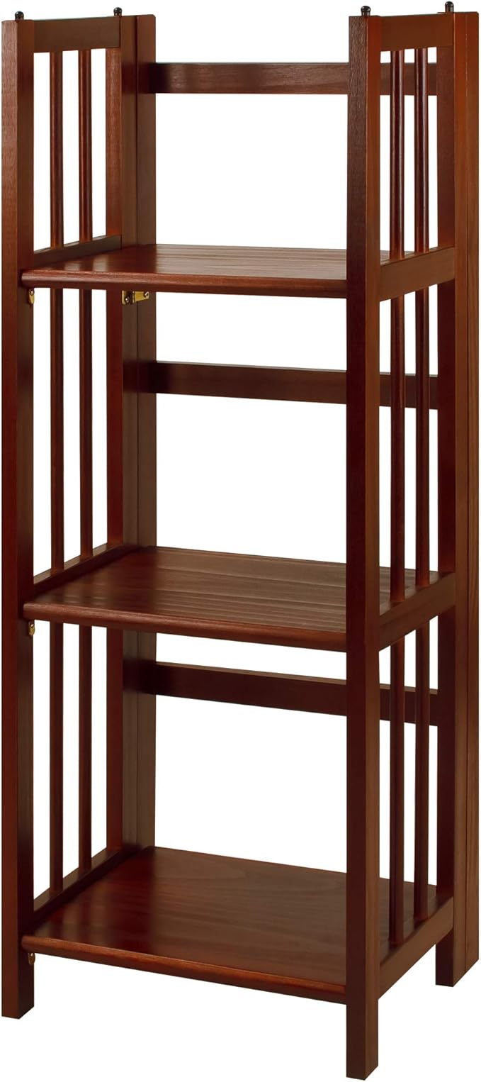 Casual Home Narrow 3-Shelf Folding Bookcase, 14" Wide, Walnut
