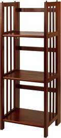 Casual Home Narrow 3-Shelf Folding Bookcase, 14" Wide, Walnut