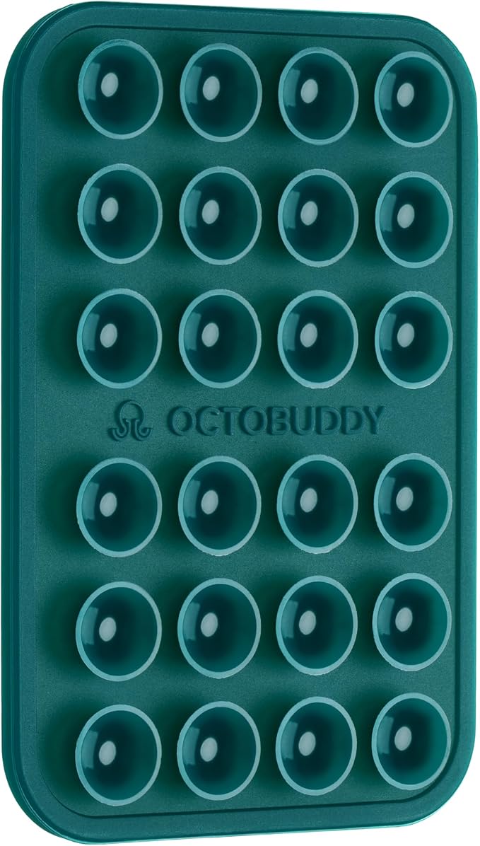 OCTOBUDDY Classic - Silicone Suction Phone Case Adhesive Mount - Hands-Free, Strong Grip Holder for Selfies & Videos - iPhone & Android Compatible - 2.25″ x 3.25″, Teal