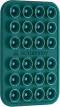 OCTOBUDDY Classic - Silicone Suction Phone Case Adhesive Mount - Hands-Free, Strong Grip Holder for Selfies & Videos - iPhone & Android Compatible - 2.25″ x 3.25″, Teal