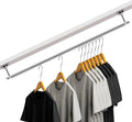 Wonderjune Closet Rail Hanging Closet Rod, 41" Any Angle Clothes Hanging Rail Under Stairs Storage Sloped Ceiling Mount Clothes Rod for Under Stairs Attic Bedroom Wall Mount(Silver)