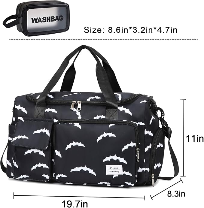 Small Gym Bag for Women, Travel Duffle Bag Carry On Weekender Bag with Shoe Compartment