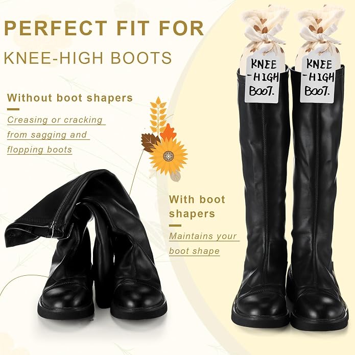 Maiteenly 2 Pairs Boot Shaper Stands with 8 Labels Cotton Tall Boot Inserts for Closet Organization
