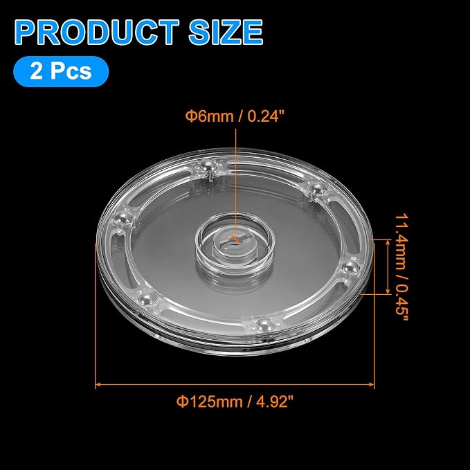 uxcell 2Pcs Acrylic Lazy Susan Turntable, 5 Inch Clear Turntable Organizer Ball Bearing 360 Degree Rotating Tray for Spice Rack Table Cake Kitchen Pantry Decorating Bathrooms