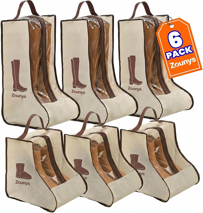 6Pack Boot Storage Bag, Portable Dust Proof Boot Bags for Cowboy Boots, Handle Boots Organizer, Tall Boot Storage Cowboy Boot Bag & Boot Storage Bag for Travel, Suitable for Travel and Daily Use ﻿