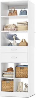 Besiost 22" Closet System with Drawers, Small Closet Organizer for Walk in Closet, Wardrobe Storage Unit with Storage and Shelves, White