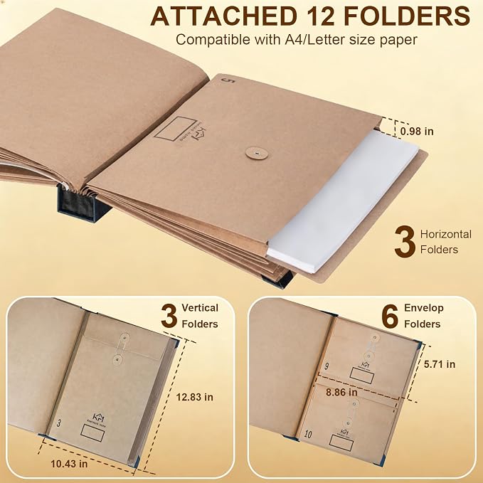 Expandable Important Document Organizer with Tabs & Pockets for Family | Expandable accordion filing, important document storage, labeled tabs & pockets, large capacity, quick access